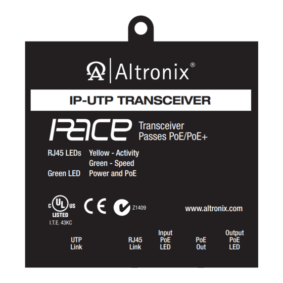 Altronix Pace1PRM Installation Manual