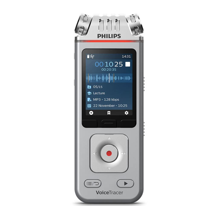 Philips VoiceTracer DVT4110 / DVT6110 / DVT7110 / DVT8110 - Audio Recorder Manual