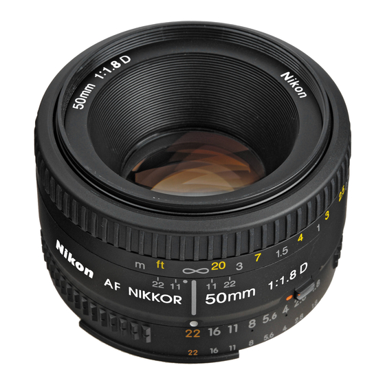 Nikon AF NIKKOR 50mm f/1.8D Instruction Manual