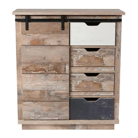 Luxen Home Rustic Sliding One Door Wood Cabinet WHIF962 Instruction Manual