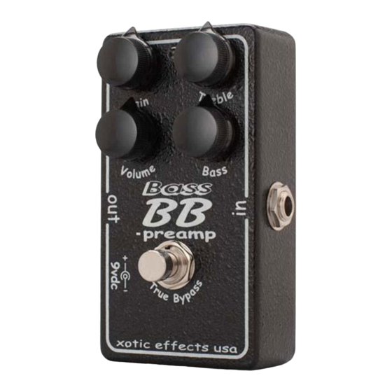 XOTIC EFFECTS Bass BB BB Preamp User Manual
