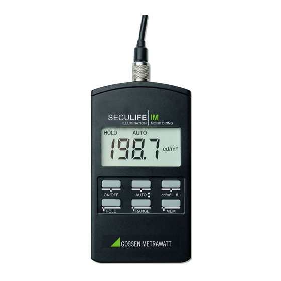 Gossen MetraWatt SECULIFE IM Operating Instructions Manual
