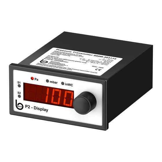 Beck Display P2 Operating And Installation Manual