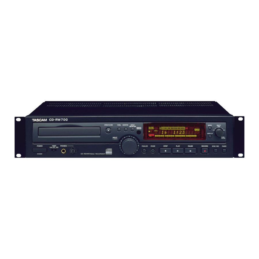 Tascam CD-RW2000 operating instructions user manual 