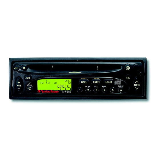 Rockford Fosgate RFX-8115 Installation Reference Sheet