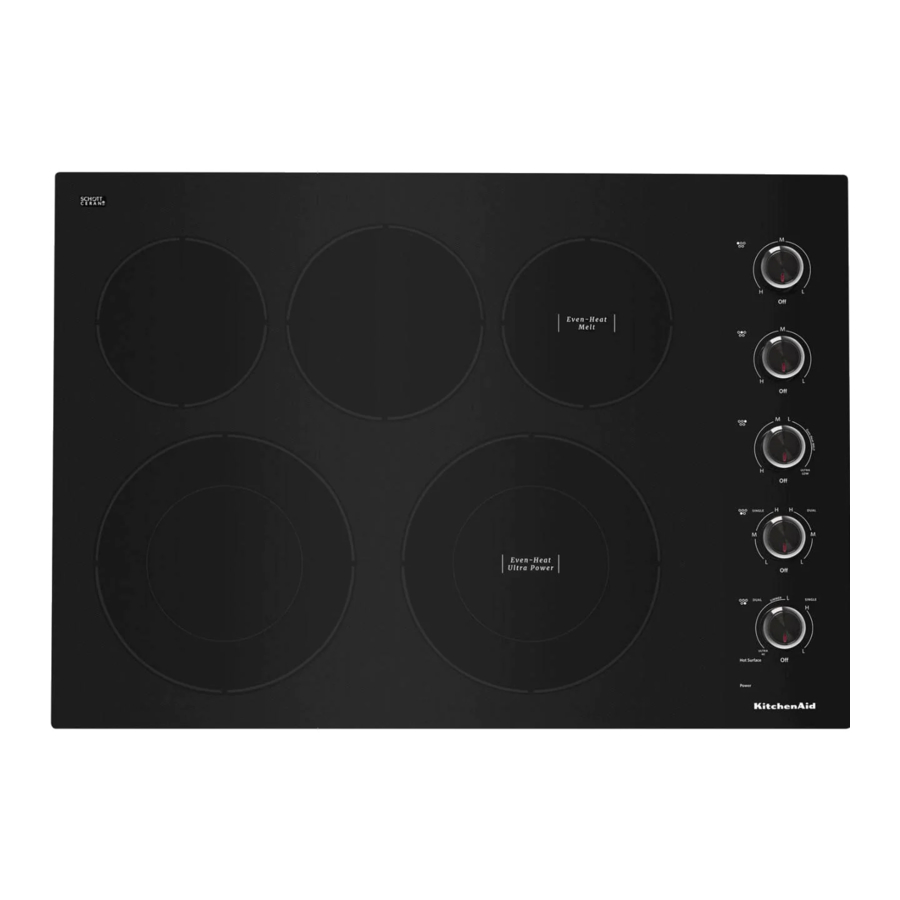 KitchenAid KCES550HBL - 30" Electric Cooktop with 5 Elements and Knob Controls Manual
