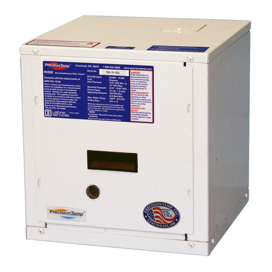 PrecisionTemp RV-550 NSP-EC Installation, Operation And Maintenance Manual