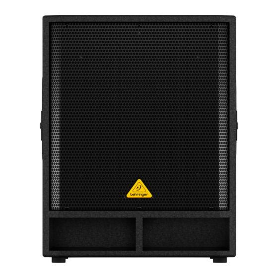 Behringer EUROLIVE VP1800S Quick Start Manual