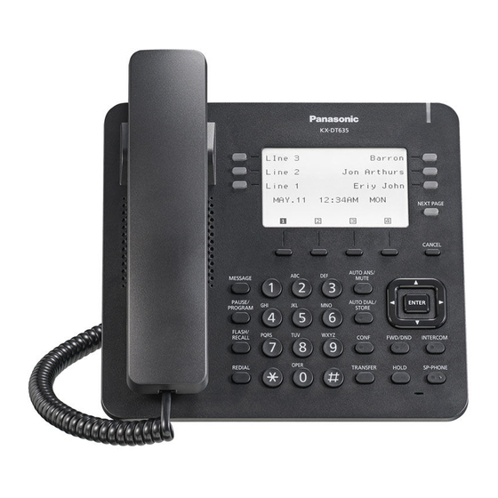 PANASONIC KX DT635 QUICK REFERENCE MANUAL Pdf Download ManualsLib