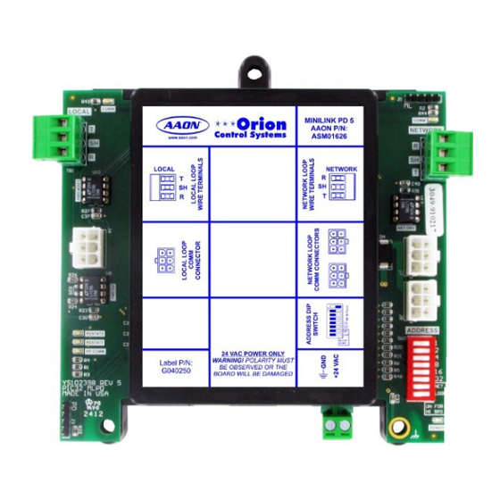 AAON Orion Control Systems MiniLink PD 5 Technical Manual