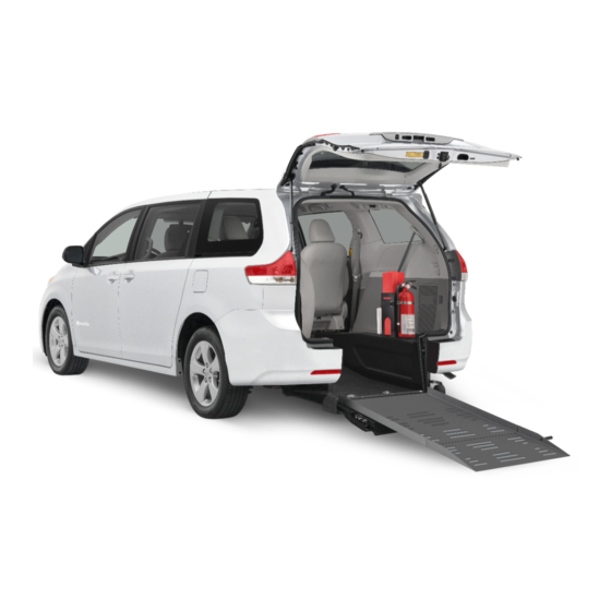 BraunAbility Toyota Rear Entry Wheelchair Manuals