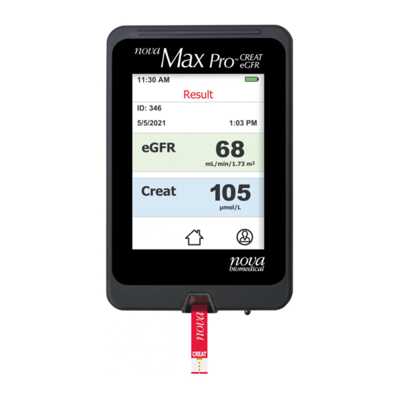 User Manuals: NOVA BIOMEDICAL Max Creat eGFR Analyzer