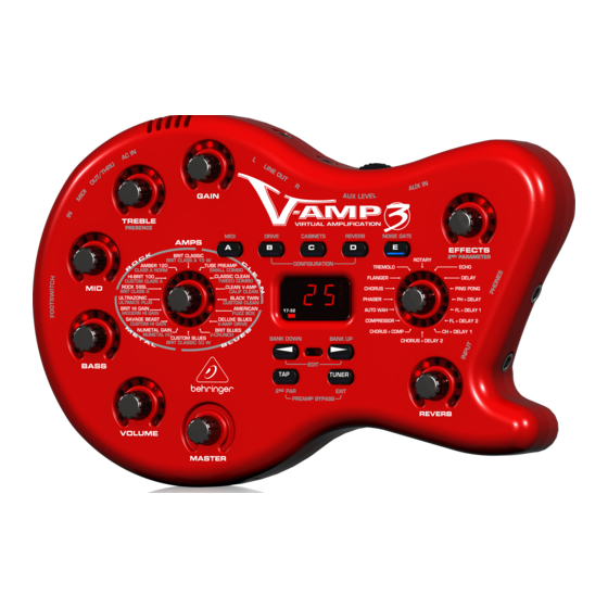 Behringer V-AMP 3 Quick Start Manual