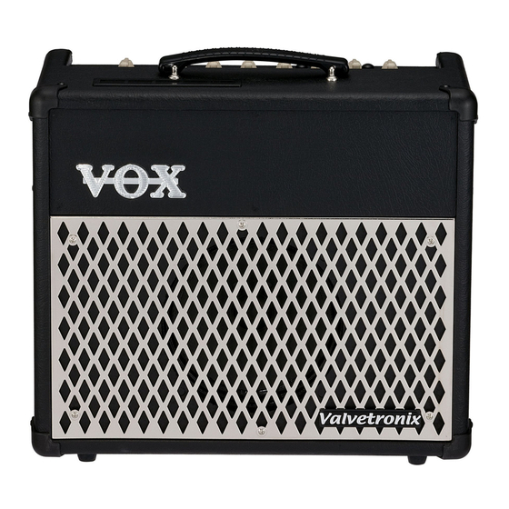 Vox Valvetronix Ad10vt Owner's Manual Pdf Download 