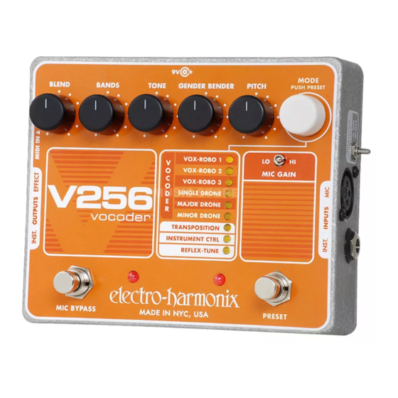 User Manuals: Electro-Harmonix V256 Vocoder Pedal