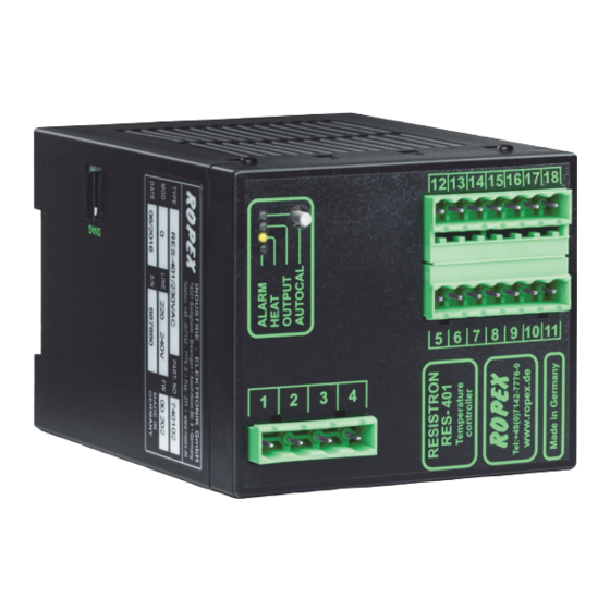 ROPEX RESISTRON RES403 OPERATING INSTRUCTIONS MANUAL Pdf Download