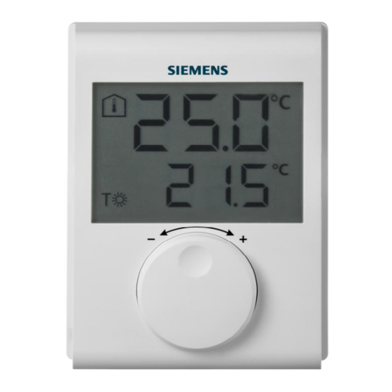 SIEMENS RDH100RF/SET Room Thermostat Operating Instructions 