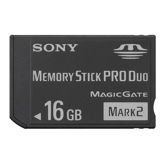 SONY MEMORY STICK PRO DUO MSMT SERIES OPERATING INSTRUCTIONS Pdf
