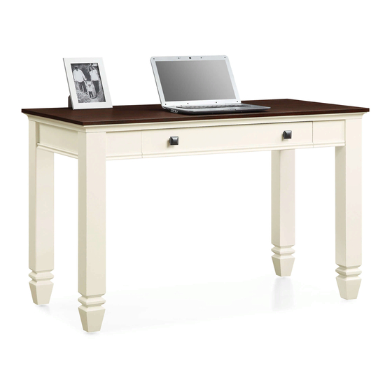 WHALEN FURNITURE WHITE AND CHERRY WRITING DESK ASSEMBLY