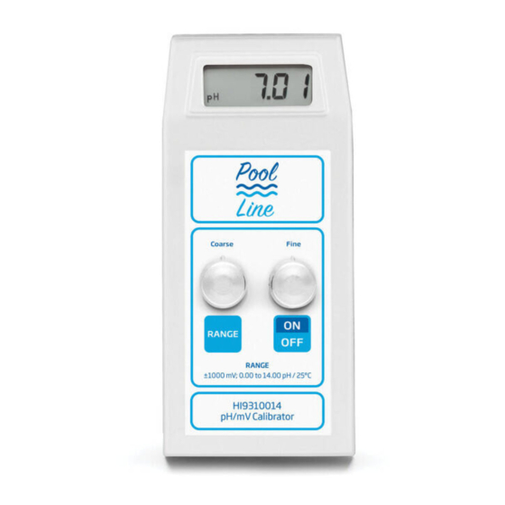 Hanna Instruments Pool Line HI9310014 Instruction Manual