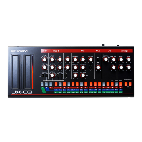 ROLAND JX03 USER MANUAL Pdf Download ManualsLib