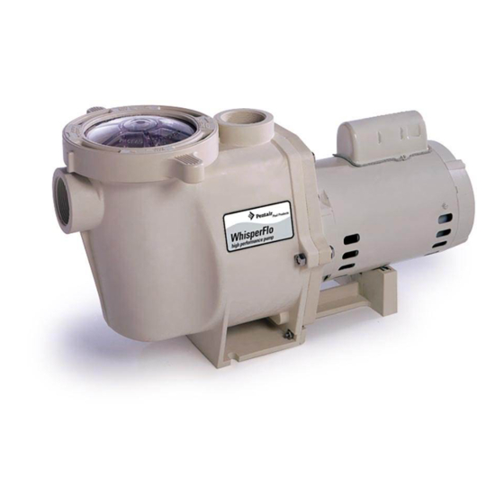 PENTAIR POOL PRODUCTS WHISPERFLO OWNER'S MANUAL Pdf Download ManualsLib