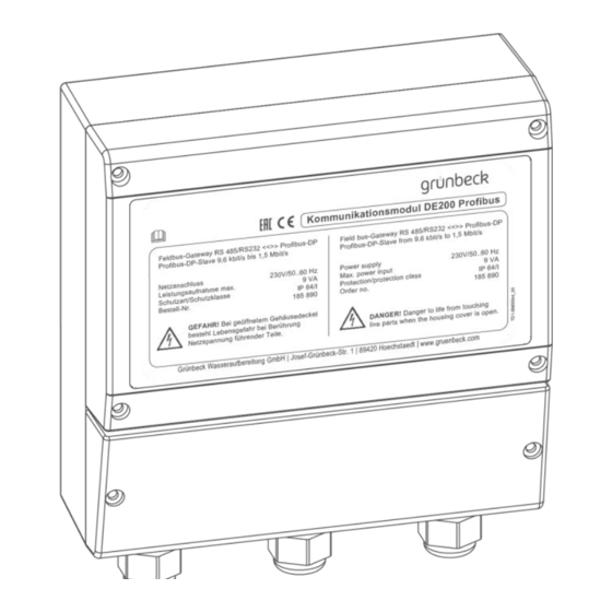 User Manuals: Grunbeck DE200 Communication Module