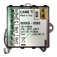 CAME 806XG-0080 Manual