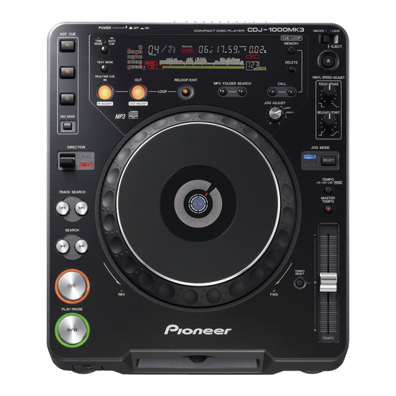 Pioneer CDJ-1000MK3 Operating Instructions Manual