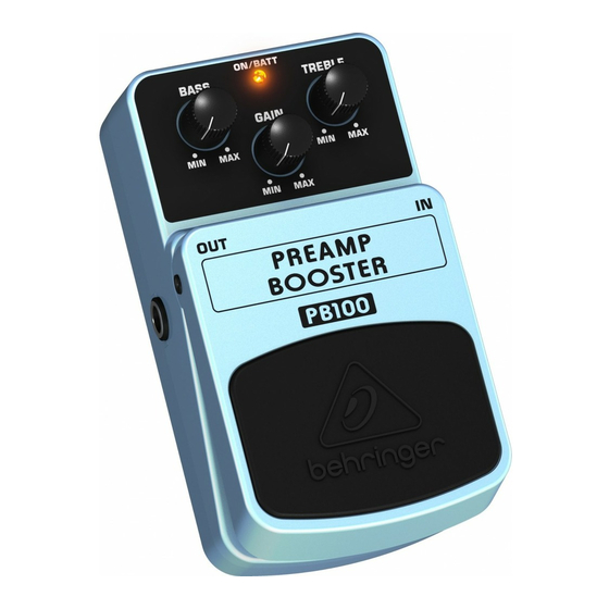 Behringer PB100 Quick Start Manual