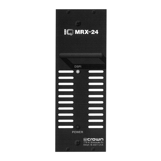 Crown MRX-12 Power Amplifier Manuals