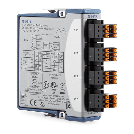 National Instruments NI 9219 Operating Instructions Manual