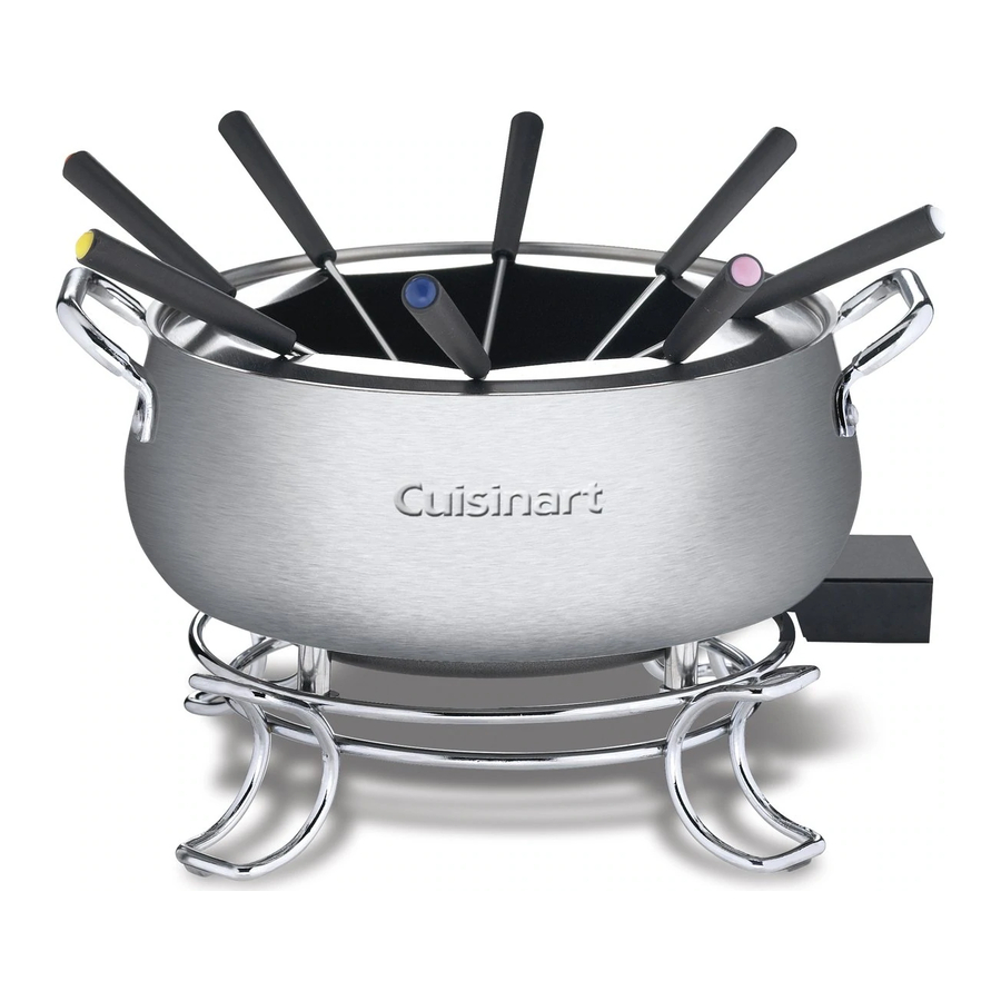 Cuisinart CFO-3SSC - Fondue Pot - Electric Instruction And Recipe Booklet