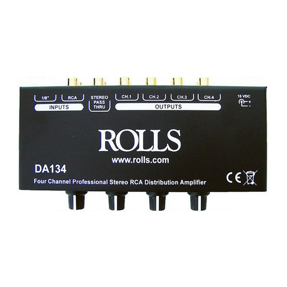 Rolls DA134 Quick Start Operation Manual