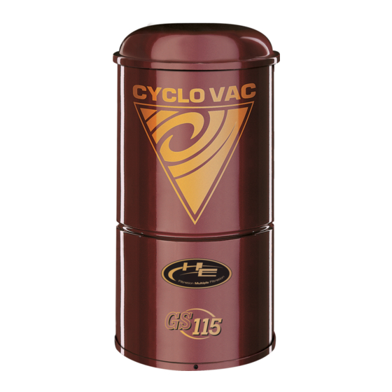 Cyclo Vac Central vacuum system Manuals