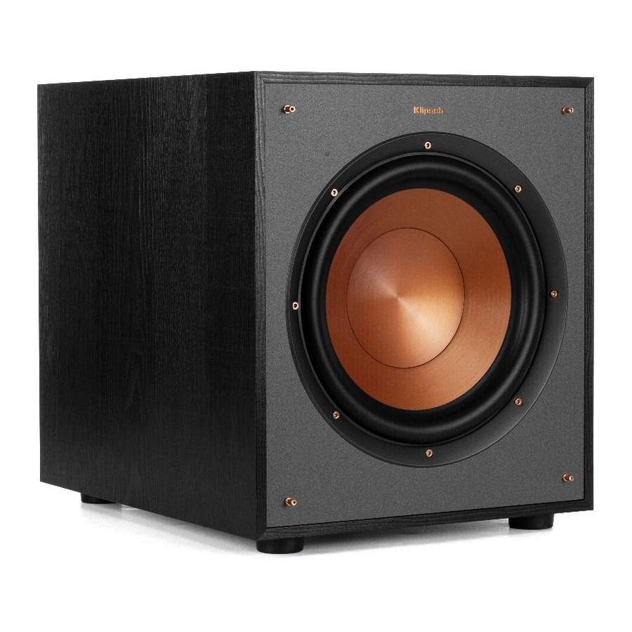Klipsch R-100SW, R-120SW - Reference Subwoofer Manual