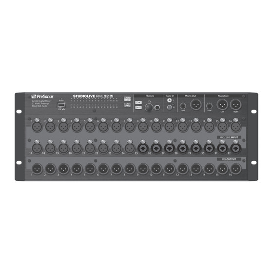 PRESONUS StudioLive RML16AI Quick Start Manual