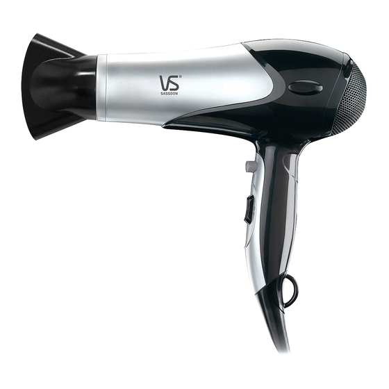 VS Sassoon Pro 2100 Dryer Instruction Booklet