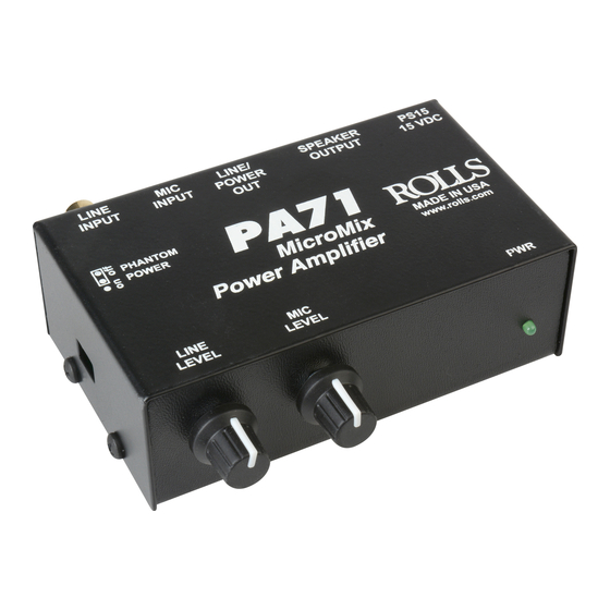 Rolls PA71 Quick Start Manual
