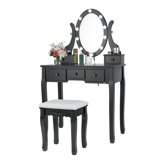 VIVOHOME Vanity Set With 10 LED Bulbs Assembly Instruction Manual