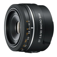 Sony SAL50F18 - 50mm f/1.8 SAM DT Lens Operating Instructions Manual