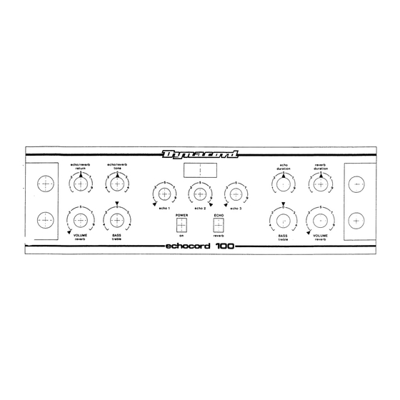 Dynacord ECHOCORD 100 Operating Manual