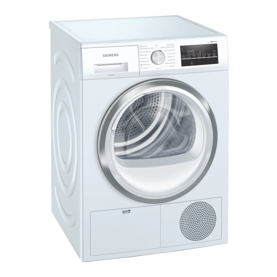 User Manuals: Siemens WT46G409IL Condenser Tumble Dryer