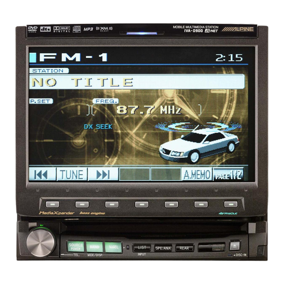 Alpine D900 - XM Ready DVD/CD/MP3 Receiver Manuals
