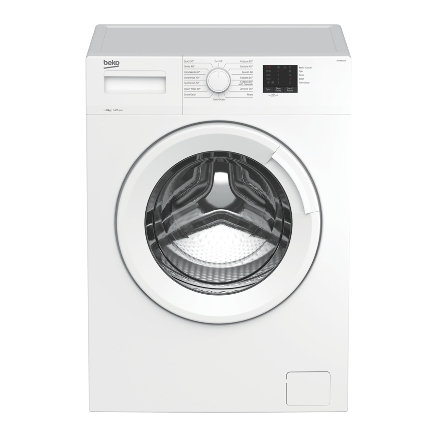 Beko WTK84011W - Freestanding 8kg 1400rpm Washing Machine Manual