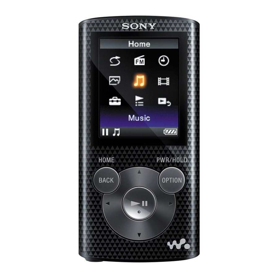 Sony Walkman NWZ-E383 Quick Start Manual