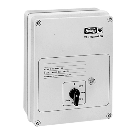 Helios WS 1,5 Installation And Operating Instructions Manual