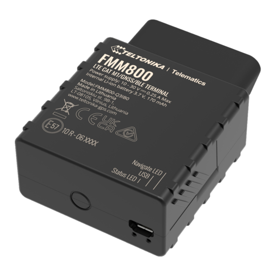 Teltonika FMM800 First Start-Up Quick Start Manual