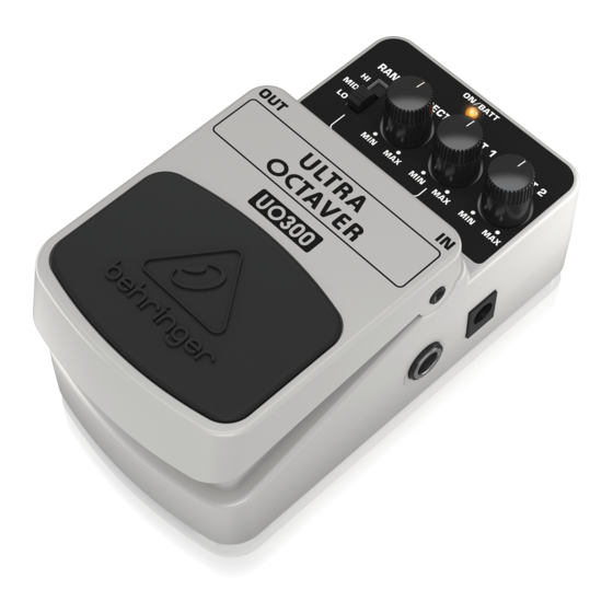 Behringer UO300 ULTRA OCTAVER Quick Start Manual