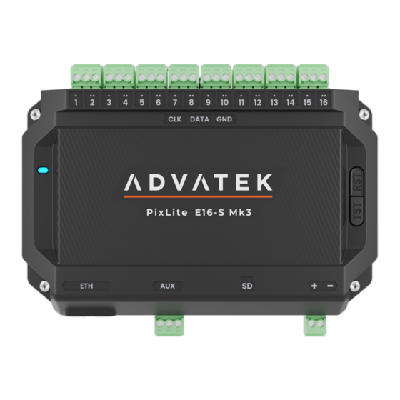 ADVATEK LIGHTING PixLite E16-S Mk3 Quick Start Manual